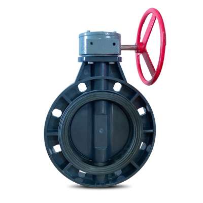 South American Type 1/2''-4''  PVC single flange price butterfly valve with red stainless steel handle handwheel