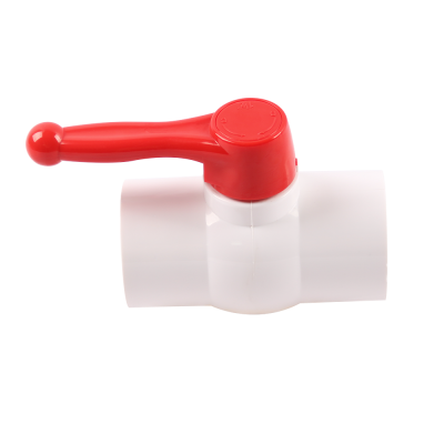 VietNam pvc plastic red long handle white compact ball valve with socket and thread ends