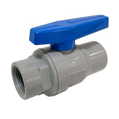 Grey plastic two pieces pvc ball valve with blue long square handle new product high quality low price