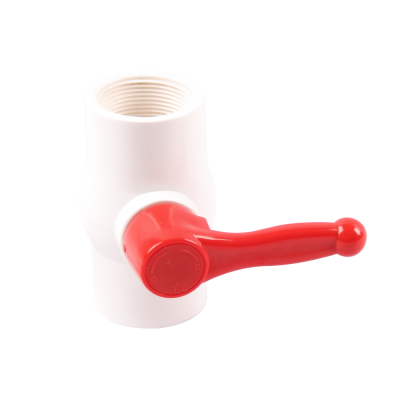 1/2"-4" pvc plastic red long handle white compact ball valve with thread