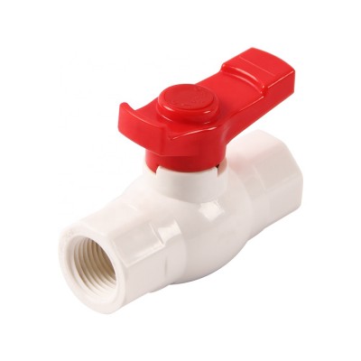 PVC Octagonal ball valve Compact structure and beautiful appearance pvc ball valve with red butterfly handle with thread