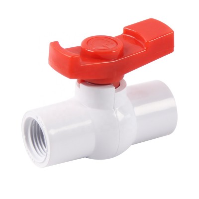 1/2''-4'' high quality and low price plastic white body PVC Compact Ball Valve with red handle