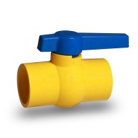 American Style Yellow Rectangular Handle Compact PVC Ball Valve