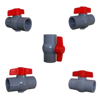 Different types/Grey Body Red Handle l Plastic Ball Valve