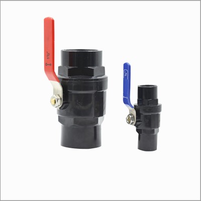 Steel handle manufacturer ABS check two pcs ball valve, plastic upvc two pieces control ball valve for export