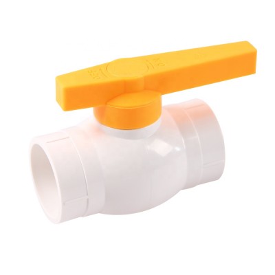 India type plastic pvc compact ball valve with yellow rectangular handle with high quality and low price