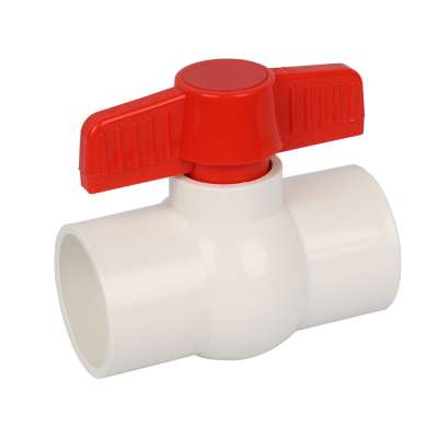 American type Taiwan type pvc ball valve pvc ball insert pvc handle with socket with red butterfly handle