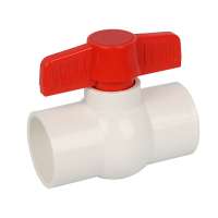 New type high quality cheap white pvc ball valve with socket with red butterfly handle