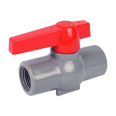 VietNam pvc plastic red long handle gray compact ball valve with socket and thread ends