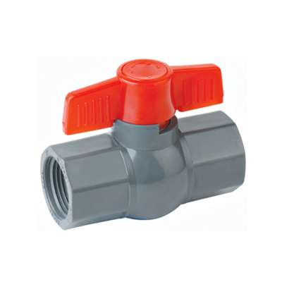 Grey Body Red Handle Octagonal Plastic Ball Valve